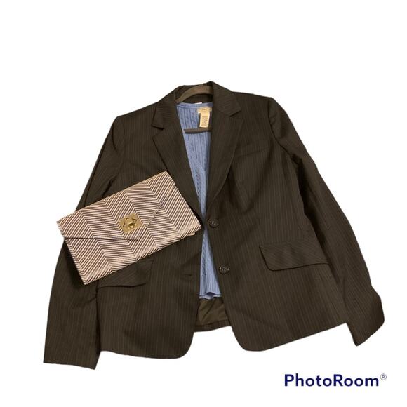 Urban Expression Blue/cream herringbone Clutch with gold chain strap vegan, NWT - Picture 10 of 12